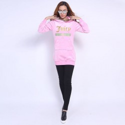 Juicy Couture FW2017 Velour Jacket 2pcs Studded Exquisite Juicy Logo Women Hoody cherry