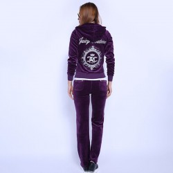 Juicy Couture FW2017 Velour Tracksuit 2pcs Studded Juicy Logo Crown Women Suits Purple