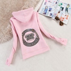 Juicy Couture Logo Crown Velour Jacket 2198 Women Hoody Pink