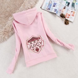 Juicy Couture Logo Sequin Velour Jacket 2199 Women Hoody Pink