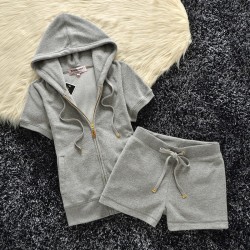 Juicy Couture Original Velour Tracksuit 607 2pcs Women Suits Grey