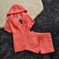 Juicy Couture Original Velour Tracksuit 607 2pcs Women Suits Orange Red