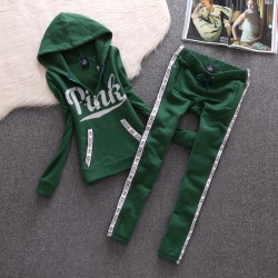 Juicy Couture Pink Velour Tracksuit 8005 2pcs Women Suits Green