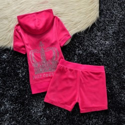 Juicy Couture Studded Crown Velour Tracksuit 609 2pcs Women Suits Rose