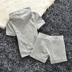 Juicy Couture Studded Logo Crown Velour Tracksuit 608 2pcs Women Suits Grey