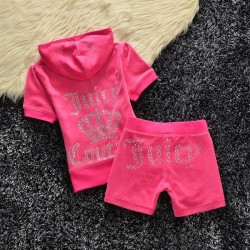 Juicy Couture Studded Logo Crown Velour Tracksuit 608 2pcs Women Suits Rose