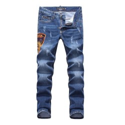 Philipp Plein SS2017 Mens Long Jeans Bermuda Tiger Head Navy