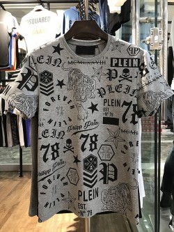 Philipp Plein SS2017 Mens T-Shirt Multiple Patterns Grey