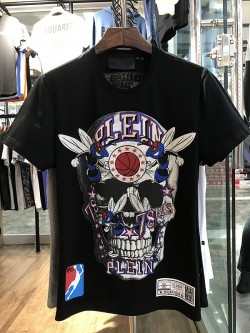 Philipp Plein SS2017 Mens T-Shirt Orange Skull Fly Black