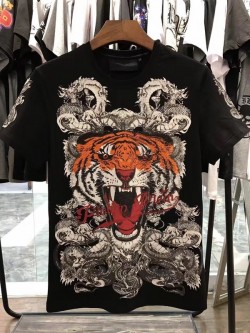 Philipp Plein SS2017 Mens T-Shirt Tiger Consistent Black