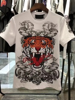 Philipp Plein SS2017 Mens T-Shirt Tiger Consistent White