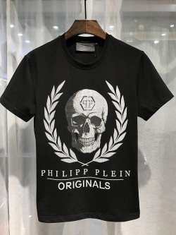 Philipp Plein SS2017 Mens T-Shirt Leaves Skull Black