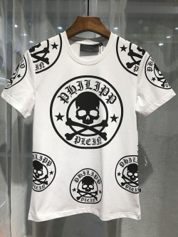 Philipp Plein SS2017 Mens T-Shirt Plum Skull White