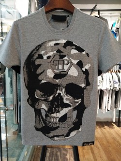 Philipp Plein SS2017 Mens T-Shirt Routine Skull Grey