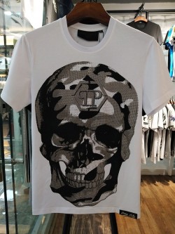 Philipp Plein SS2017 Mens T-Shirt Routine Skull White