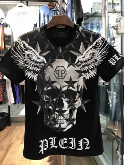 Philipp Plein SS2017 Mens T-Shirt Starry Skull Wings Black