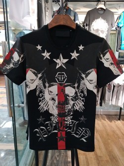 Philipp Plein SS2017 Mens T-Shirt Stars Skull Black