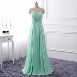 Elegant Charming Mint Green Beading Pleated Cutout Back Long Evening Prom Dress [PS1704] – ...