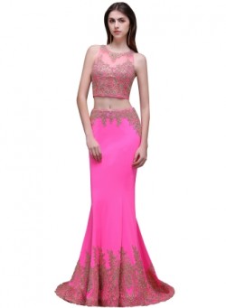 Lace Appliques Floor-Length Zipper Mermaid Sleeveless Sexy Evening Gown – Ameliedresses