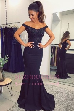 Off-the-Shoulder Mermaid Formal Dresses Cheap 2017 Long Elegant Beadings Lace Evening Dress_Even ...