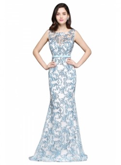 Sleeveless Stunning Lace Mermaid Sweep-Train Sash Prom Dress – Ameliedresses