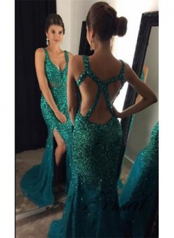 Crystals 2018 Formal Evening Dresses Mermaid Open Back Crystals Sexy Prom Dress BA7172_Prom Dres ...