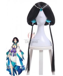 Buy Game Onmyoji Eight Hundred Nuns Yuki-onna Long Balck Braid Hair Japanese Upstyle Cosplay Wig ...