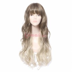 Synthetic Fashion Hair Wigs Brown mixed Beige Long Curly Wigs for Women with Bangs – L-ema ...