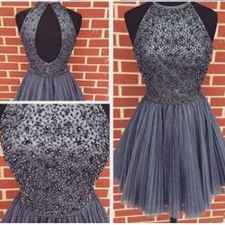 2019 New Homecoming Dresses Scoop Short/Mini Tulle With Pearls