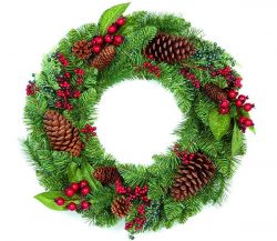 Natural Pine Cone and Red Berry Christmas Wreath