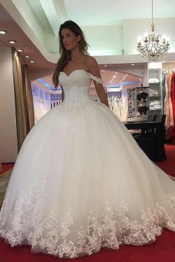 2019 Elegante de los vestidos de novia de Tulle boda con Appliques US$ 399.99 VTOP1QS11ZL – ...