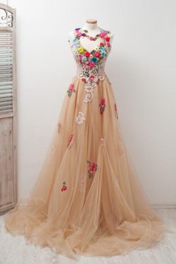 Encantadora espalda abierta con encanto de tul elegantes vestidos de baile apliques vestidos de  ...