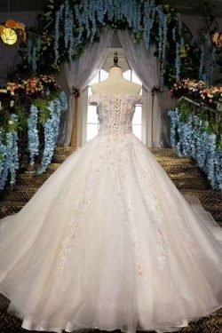 2018 Fantástico vestidos de boda florales encaje con aretes y flores hechas a mano fuera del hom ...