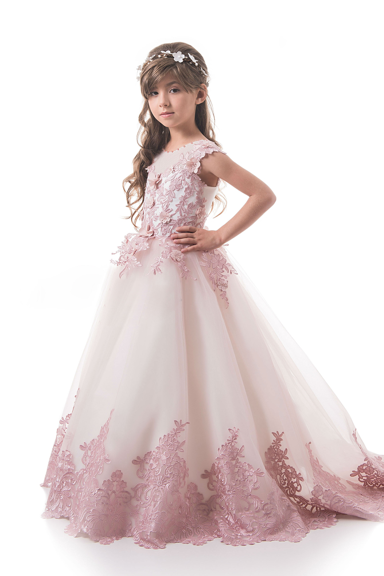 2019 Flor De Tulle Vestidos Scoop Con Applique Y Flores A Mano Una Línea US$ 149.99 VTOP5YHR1Q5 ...