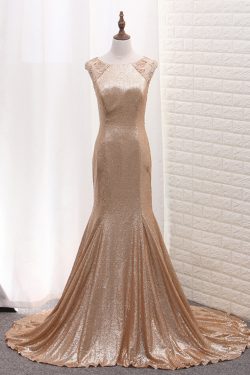 2019 Sequins Prom Dresses Scoop sirena con cuentas barrer el tren US$ 199.99 VTOPNBNTKH2 – ...