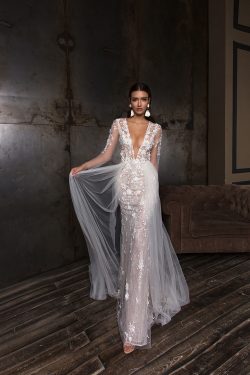 2018 sirena mangas largas vestidos de novia tul y encaje con apliques y flores hechas a mano US$ ...