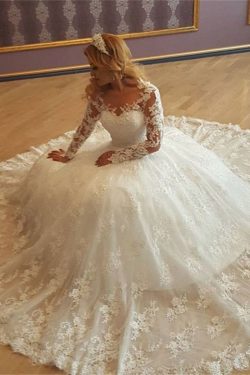 2019 vestido de bola largo de las mangas de los vestidos de boda de la llegada nuevo Tulle con A ...