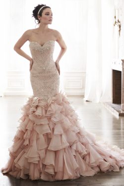 2017 vestidos de boda de la sirena del amor de la blusa moldeada del Organza del tren de la cort ...