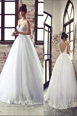 2018 vestidos de boda de las correas de espagueti de tul con apliques Y Sash US$ 299.99 VTOPYT4R ...