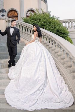 2019 Vestidos De Novia Vestido De Boda Tul Nupcial Con Applique Cathedral Train Desmontable US$  ...