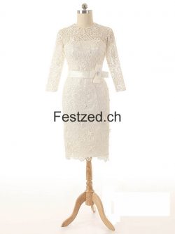 Lange Ärmel Knielang Spitze Brautkleider – Festzed.CH