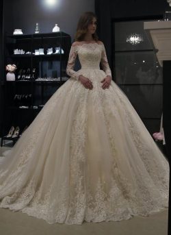 Elegante Brautkleider Prinzessin | Hochzeitskleid Mit Spitzenärmeln