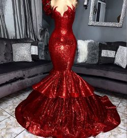 Fashion Abendkleider Lang Rot | Abendkleid Mit Glitzer