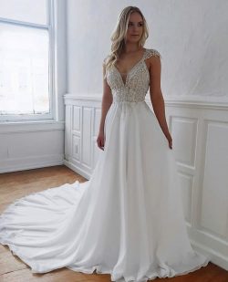 Fashion Brautkleider Lang Chiffon | Hochzeitskleider Mit Spitze