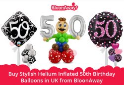 Buy Stylish Helium Inflated 50th Birthday Balloons in UK from BloonAway