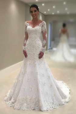 Fashion Brautkleider Mit Spitze A Linie | Hochzeitskleider mit Ärmel