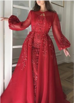 Luxus Abendkleider Mit Ärmel | Rote Abendkleid Lang Günstig