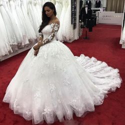 Fashion Brautkleider Mit Ärmel | Günstige Hochzeitskleider Spitze Prinzessin