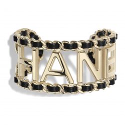 Metal Lambskin Gold Black Cuff | CHANEL