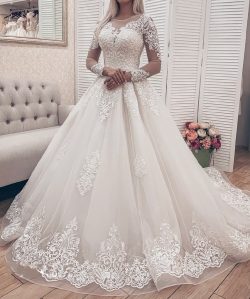 Modern Brautkleider A Linie Mit Ärmel | Hochzeitskleider Spitze Online